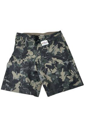 NEW Crazy Shirts Board Shorts Men’s 36 Hawaii Hula Girl Camo Green Tropical
